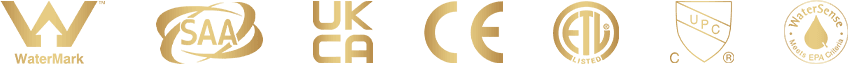 WaterMark, SAA, UKCA, CE, ETL, UPC, and WaterSense certifications