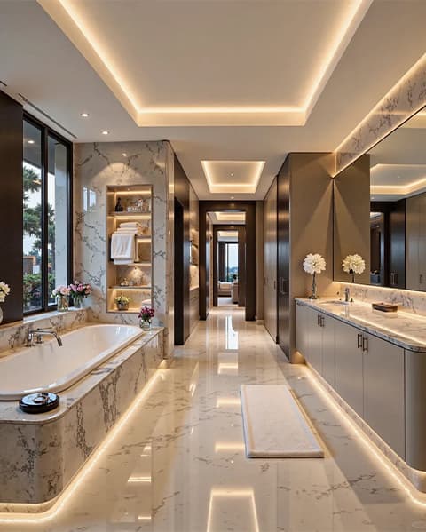 Commercial restroom project with modern smart bathroom fixtures